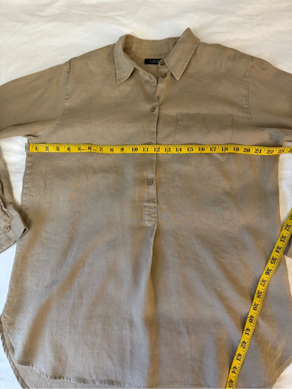LRL Ralph Lauren Linen Tunic Top Womens Size Large Popover Lagenlook VTG - Picture 8 of 10